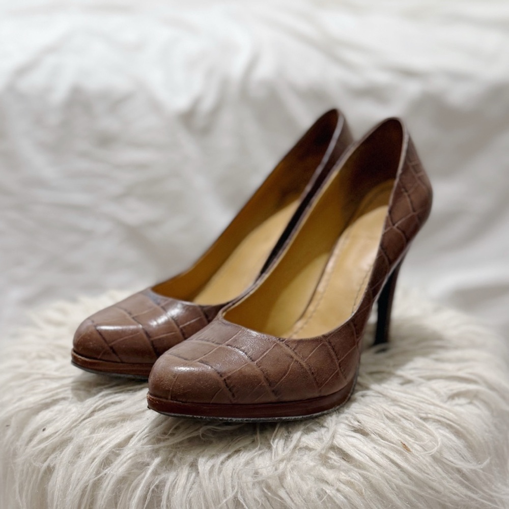 Nine West Brown Crocodile heels